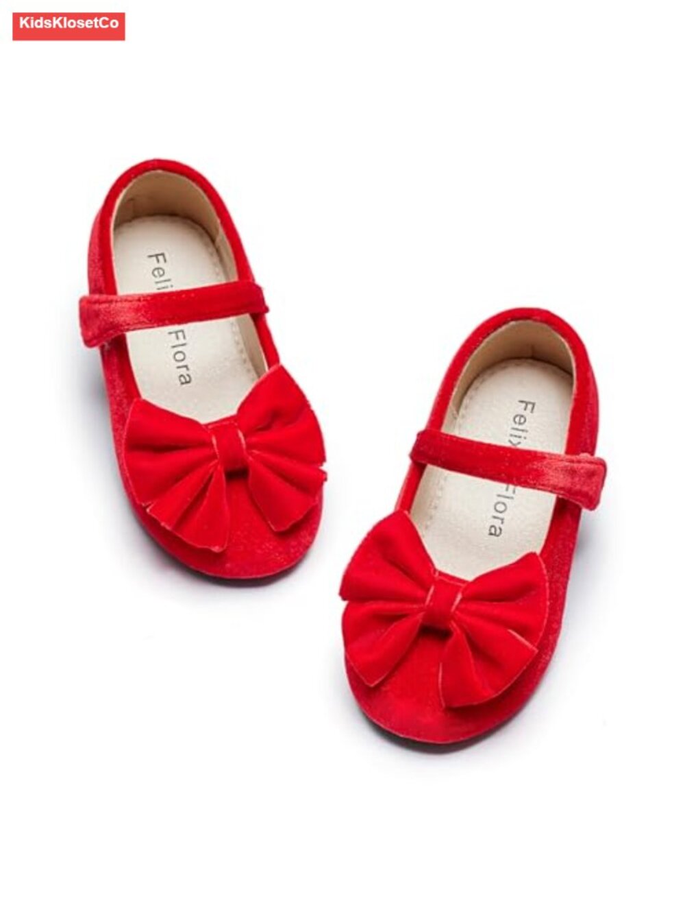 Toddler Girl Ballet Flats Velvet Dress Shoes Party Wedding Hook Loop Non-Slip